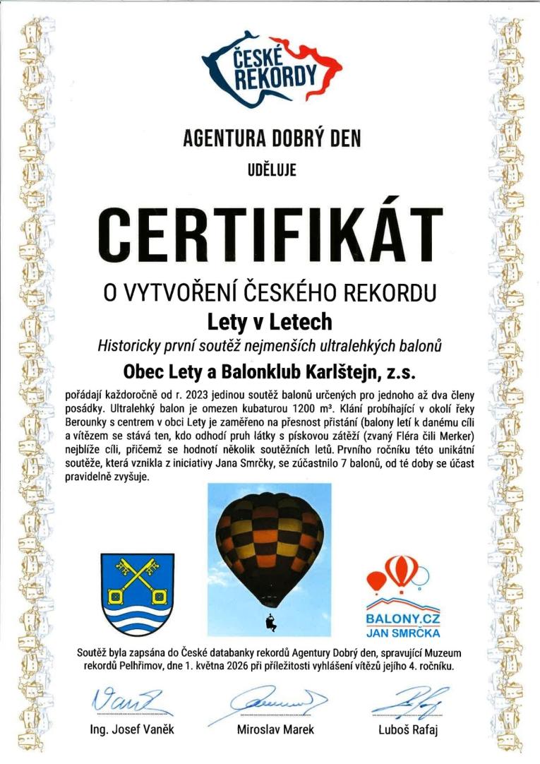 Český rekord v&nbsp;Letech